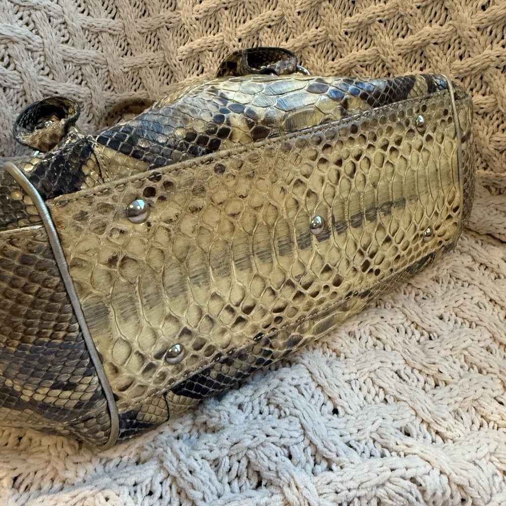 Ghibli Genuine Python Skin Handbag Italian Designer Tan - Picture 9 of 16